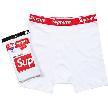 White Supreme Hanes® Boxer Briefs (4 Pack) Underwear | Supreme 538YU